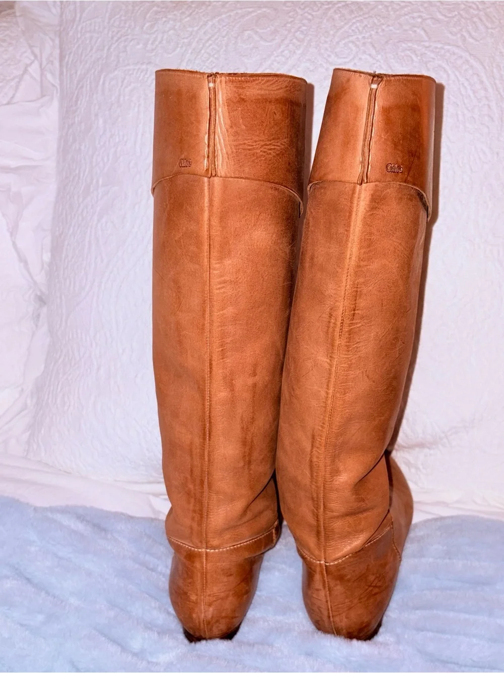 Chloe Leather Riding Boots - Tan